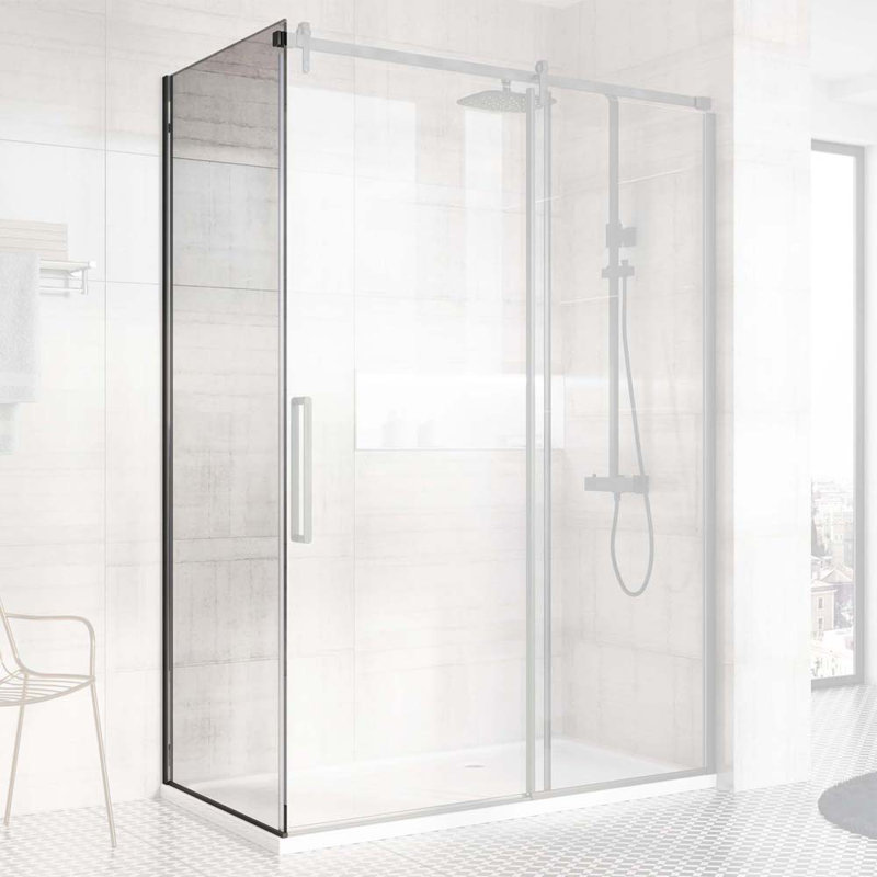 Rouen Semi-Frameless Fixed Glass Panel with Clear Glass, 200cm H x 90cm W