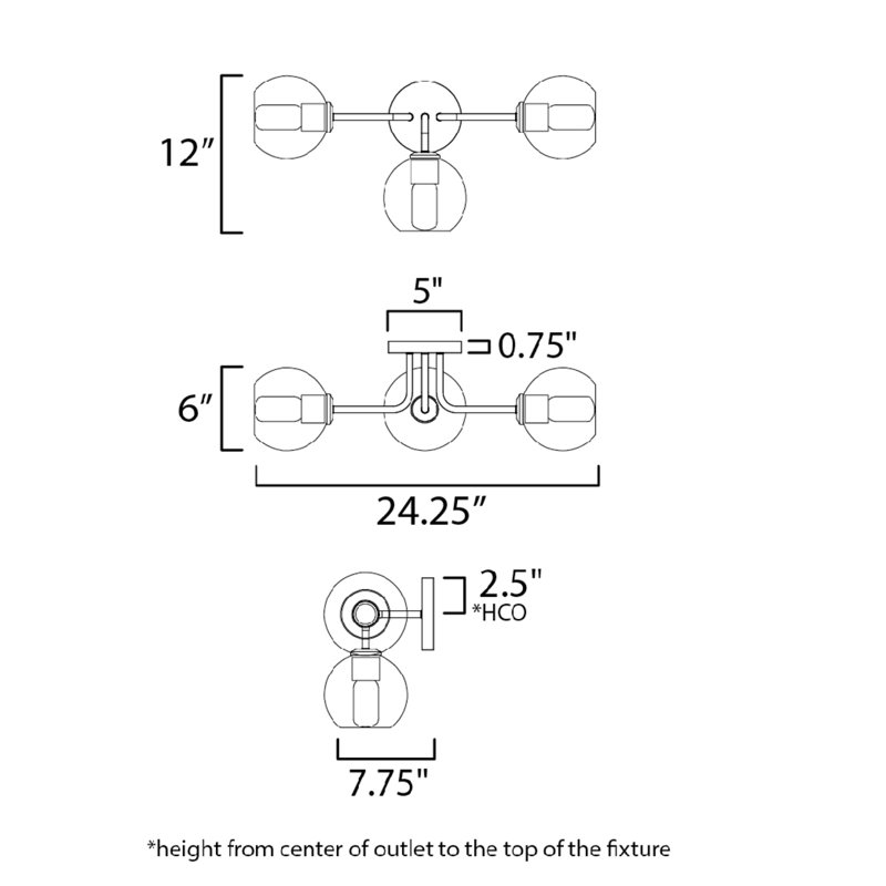 3 - Light Dimmable Vanity Light, Natural Aged Brass