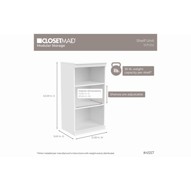 Étagère modulaire de rangement l 21,38 po avec 3 tablettes, ensemble de 3