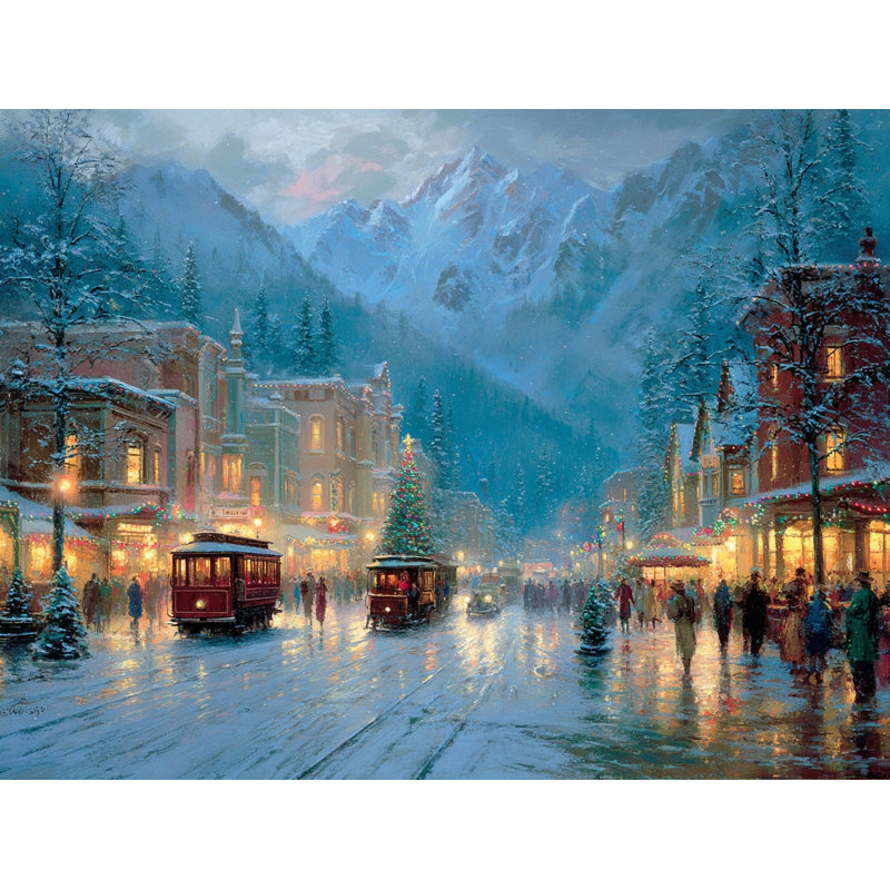 Mountain Trolle Christmas Night - Art mural sur toile tendue, H 12 po x l 16 po