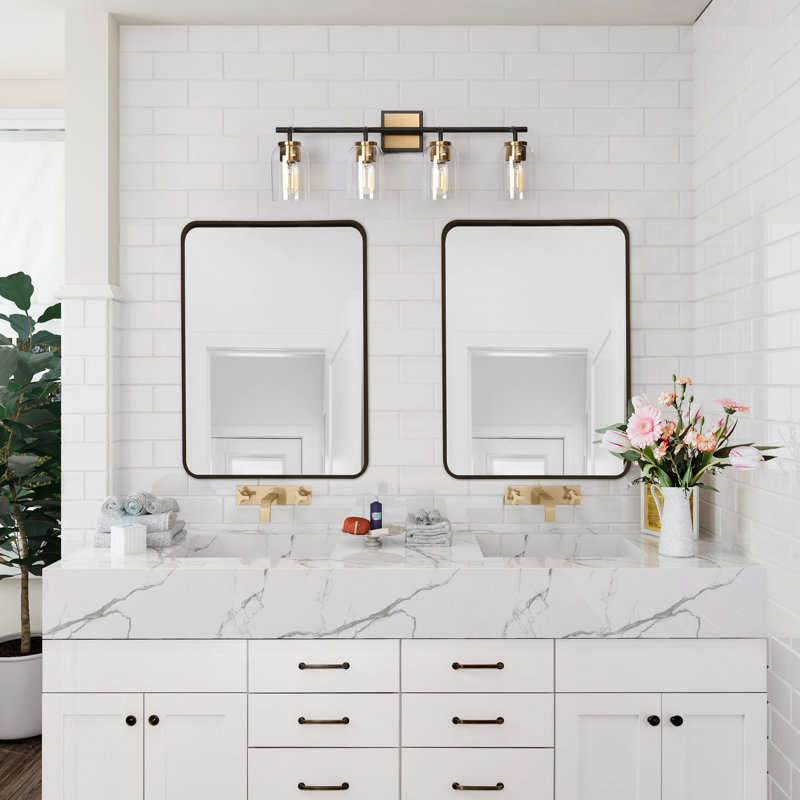 Nayomee 4 - Light Dimmable Modern Black/Brass Vanity Light