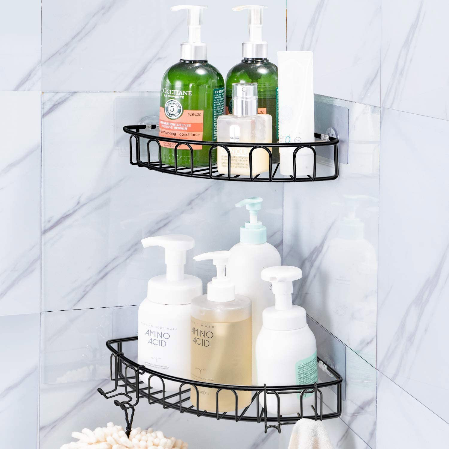 Rebrilliant Matthildi Shower Caddy Shower Shelves Self-Adhesive with 4  Hooks