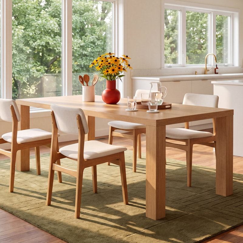 Carson Rectangular Manufactured Wood Dining Table, 29" H x 84.3" L x 36.2" W, Oak