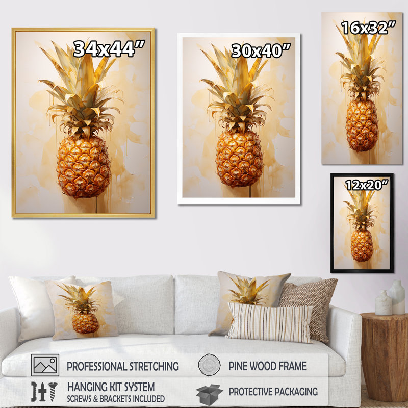 Pinapple Golden Grove I sur toile, H 44 po x l 34 po x P 1,5 po, Cadre photo noir