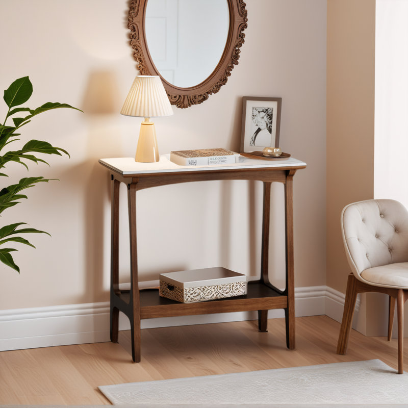 Slim Farmhouse End Table - Rustic Brown Nightstand w/Storage for Small Spaces