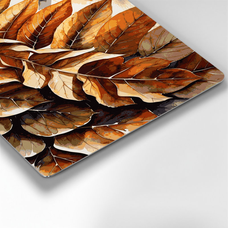 Art mural en métal feuilles de châtaignier botanique brun, H 288 po x l 432 po x P 0,05 po
