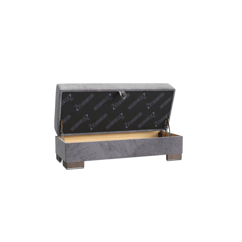 Repose-pieds rembourré avec rangement PrimeNest NimbusFlow, Microfibre/microsuède gris