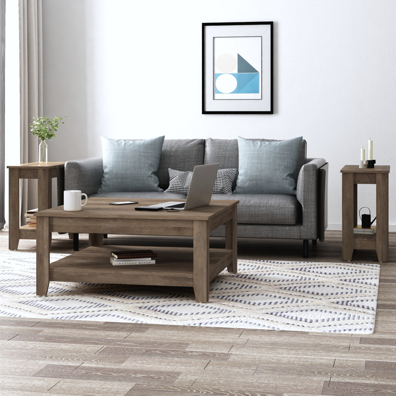 Weddel Basilico End Table with Storage, Knotty Oak