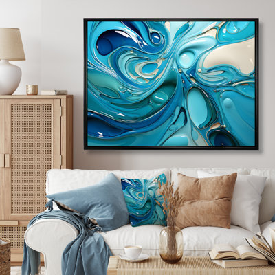 «Blue Fluid Grind II», art abstrait en marbre