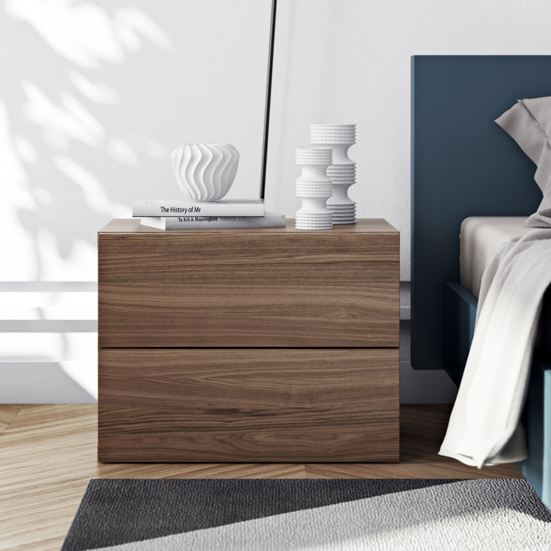 Coppin 152.4cm W Particle Board / Chipboard Bedside Table, Walnut