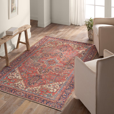 Damondre Machine Washable Power Loomed Performance Red/Blue Rug