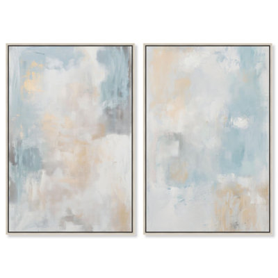 Neutral Modern Minimalist Abstract Pair Canvas Print by Art Remedy