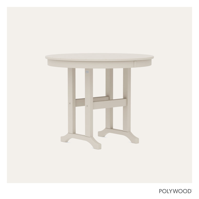 POLYWOOD Round Farmhouse Dining Table, Sand, 36"
