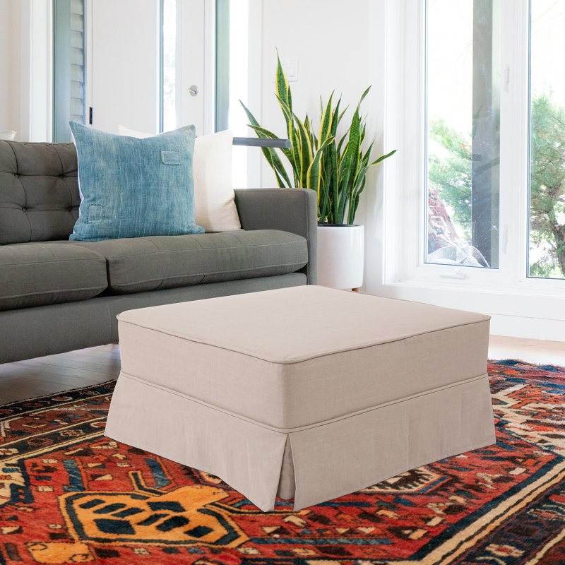 Repose-pieds Anik, Lin beige