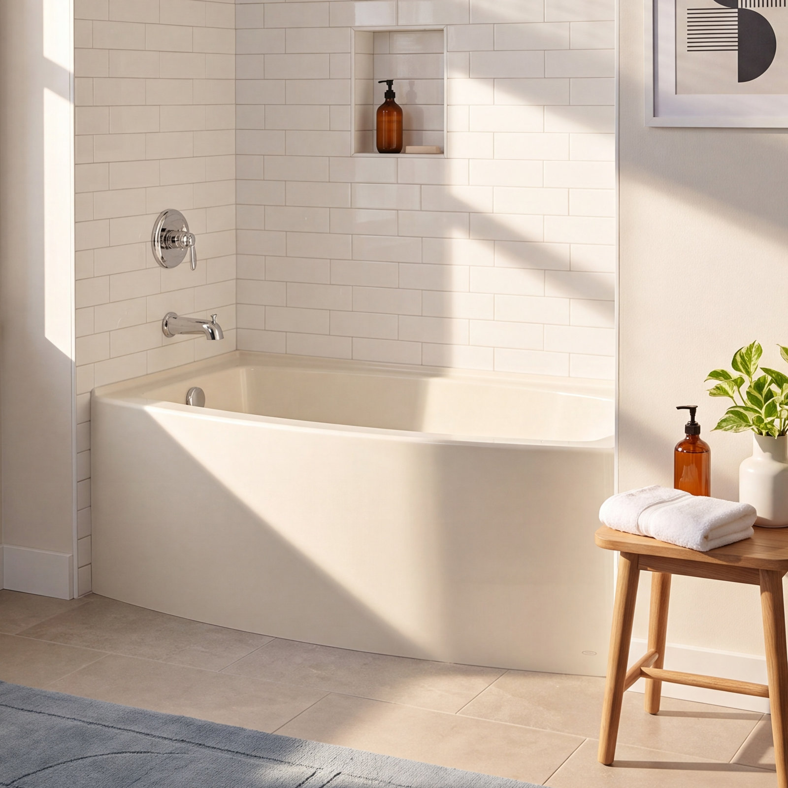 Expanse 60" Soaking Bathtub, Biscuit, Left