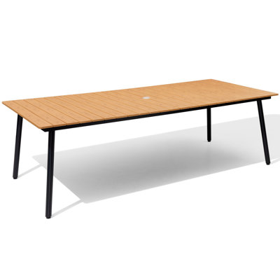 Patio Dining Table With Umbrella Hole and Aluminum Frame