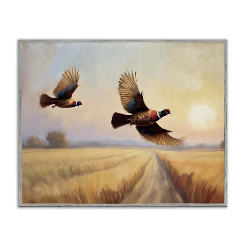 «Fall Flight Pheasants», estampe numérique par Kim Allen, H 11 po x l 14 po, Estampe numérique Farmhouse