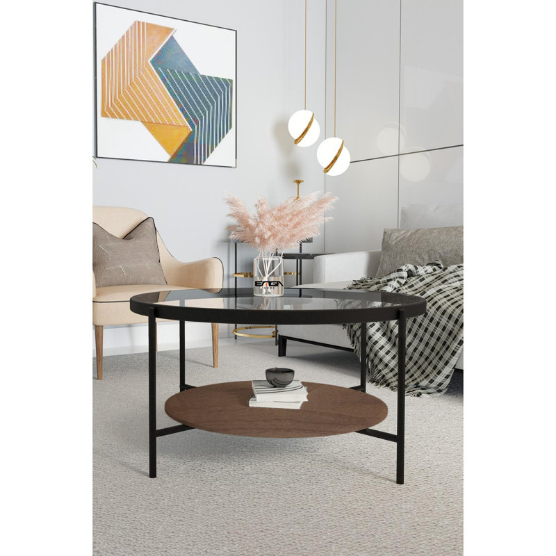 Table basse, Transparent, Noyer / noir