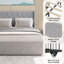 Queen Size Bed Frame With 4 Storage Drawers And Wingback Headboard In Grey Grey Platform Supportive