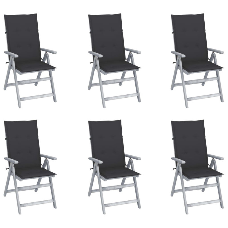 Chaise de patio en acacia avec coussin, Anthracite