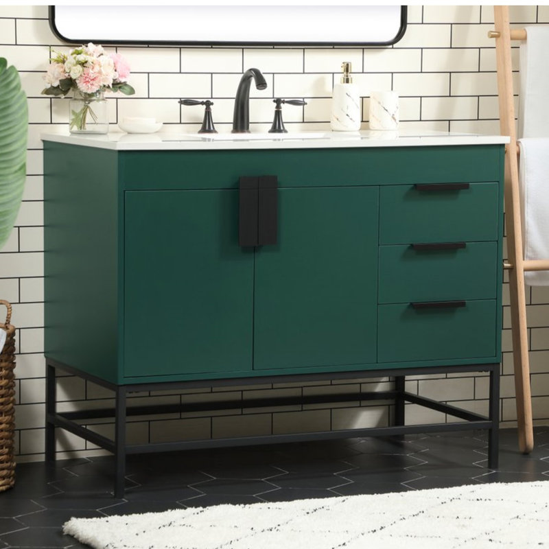 Ensemble de meuble-lavabo simple 42 po Eugene, Vert