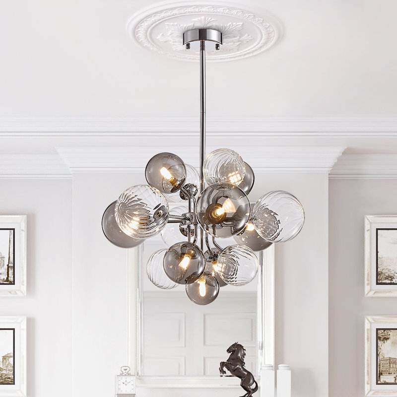 Zemira 8 - Light Smoky Glass Tiered Chandelier