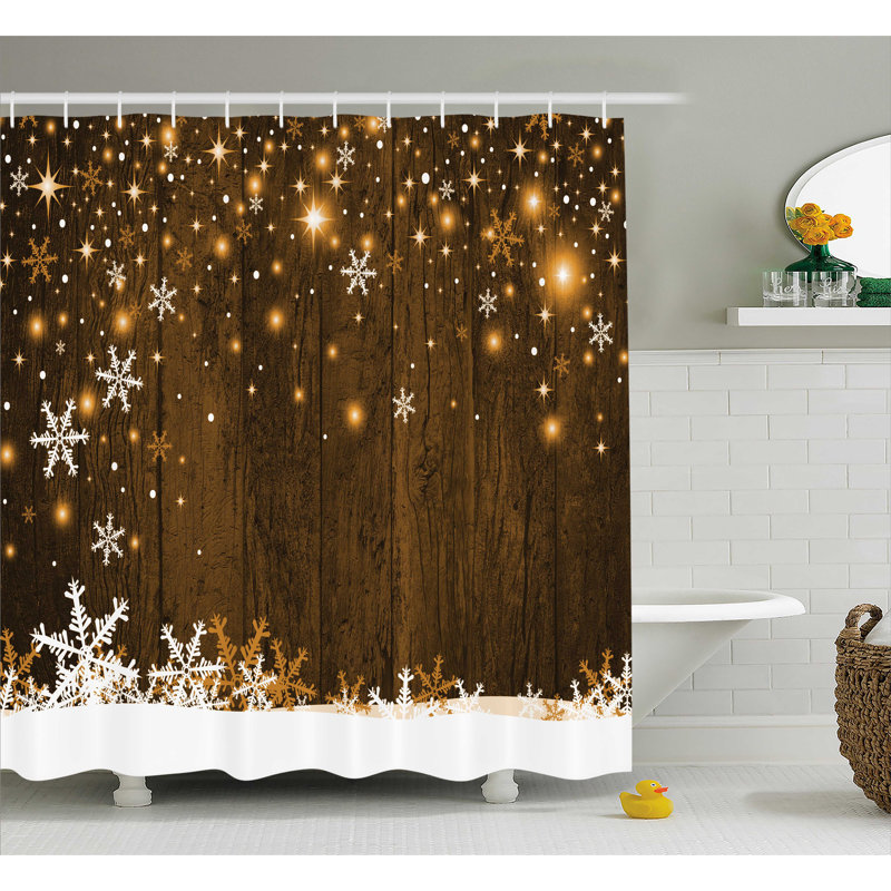 Rideau de douche simple en bois et flocon de neige Bonanno, H 75 po x l 69 po