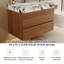 Meuble-lavabo de salle de bain moderne à faible encombrement, meuble-lavabo mural en bois multi-couches robuste, meuble-lavabo intelligent avec drain réglable et robinet à un trou compatible - noyer, blanc et noir-130916826