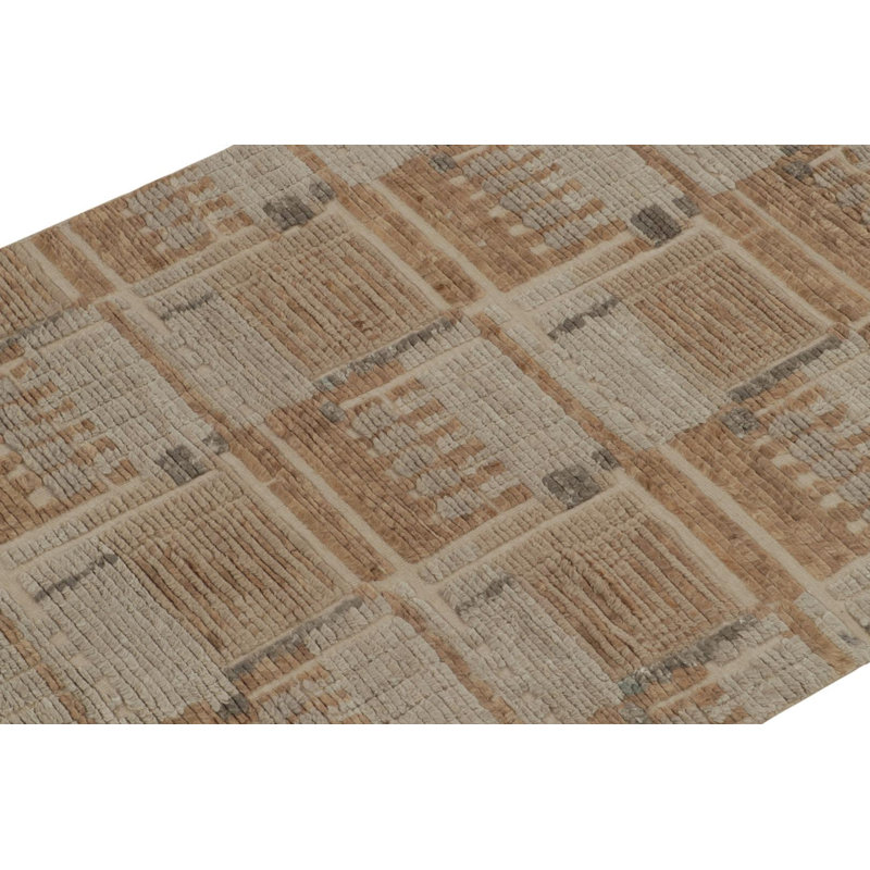 Scandinavian Hand Knotted Wool Geometric Area Rug, Rectangle 5' x 8'