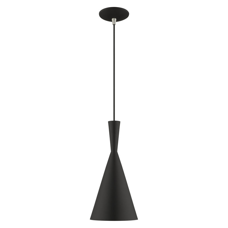 Ariandne 1 - Light Single Cone Pendant, 15.25" H x 7.25" W x 7.25" D, Black/Gold