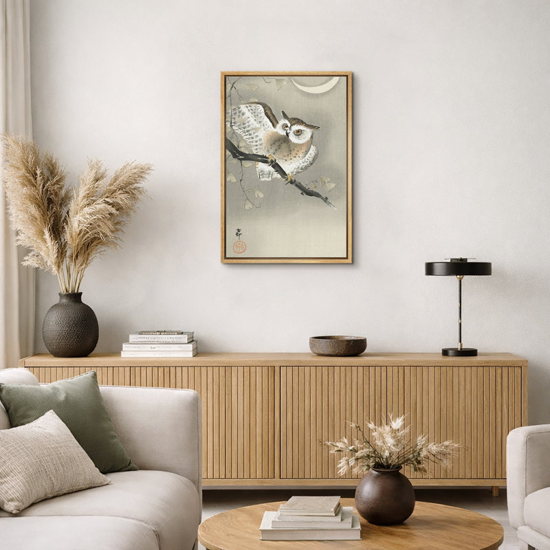 Œuvre japonaise au clair de lune, images d'oiseaux traditionnels, impression sur toile encadrée, H 36 po x l 24 po x P 1,5 po