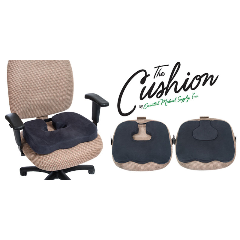Ergonomic Black Foam Donut Coccyx Cushion with Hook-and-loop Closure