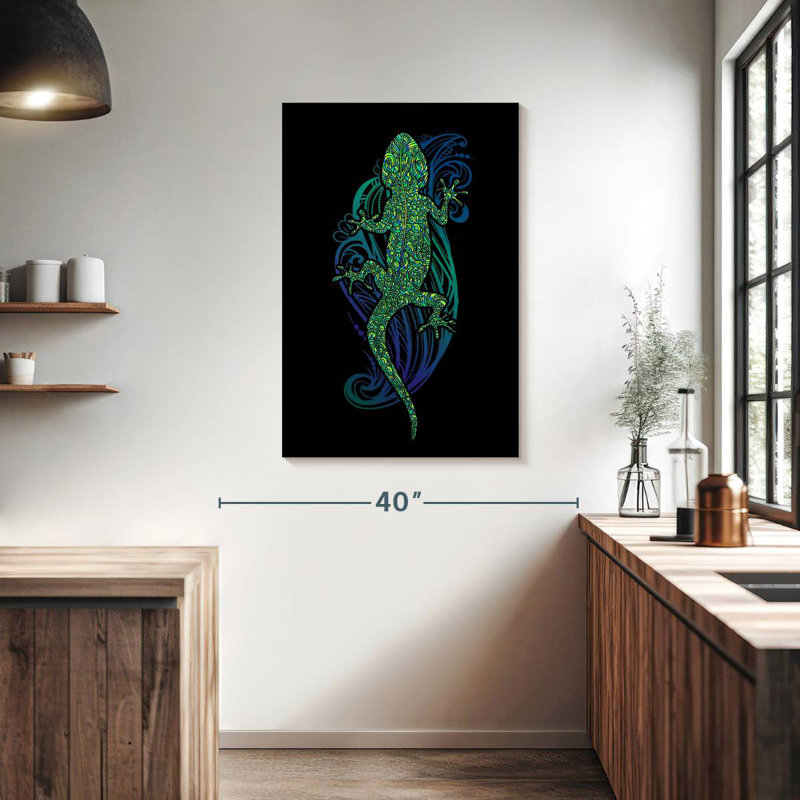 Brampt Tribal Green Lizard, 39" H x 26" W