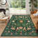 Goldene Boho Washable Botanical Dark Green Area Rugs for Living Room, Low-Pile Floral Rug with Non Slip Backing For Bedroom Dining Room