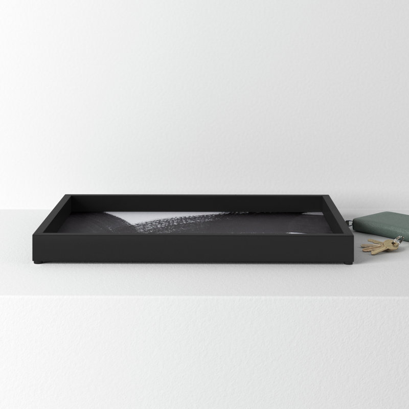 Haden Black and White Handmade Wood Decorative Tray