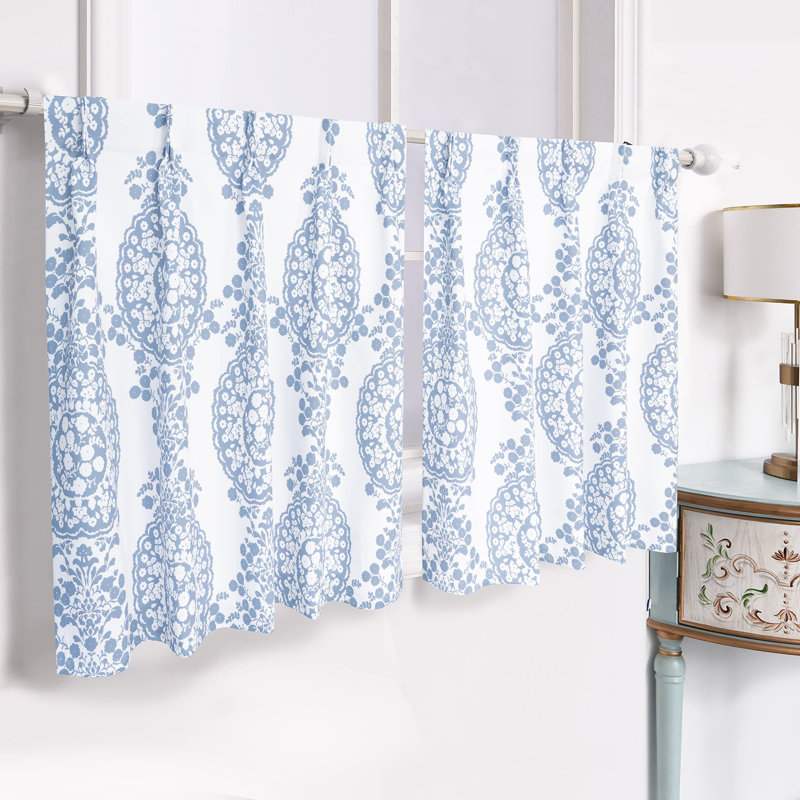 Rideau en polyester 2 pièces Bolko, Bleu, L 30 po x L 84 po