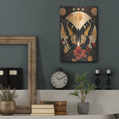 Art mural en métal «Celestial Black Butterfly» par Momart, 16 po x 24 po
