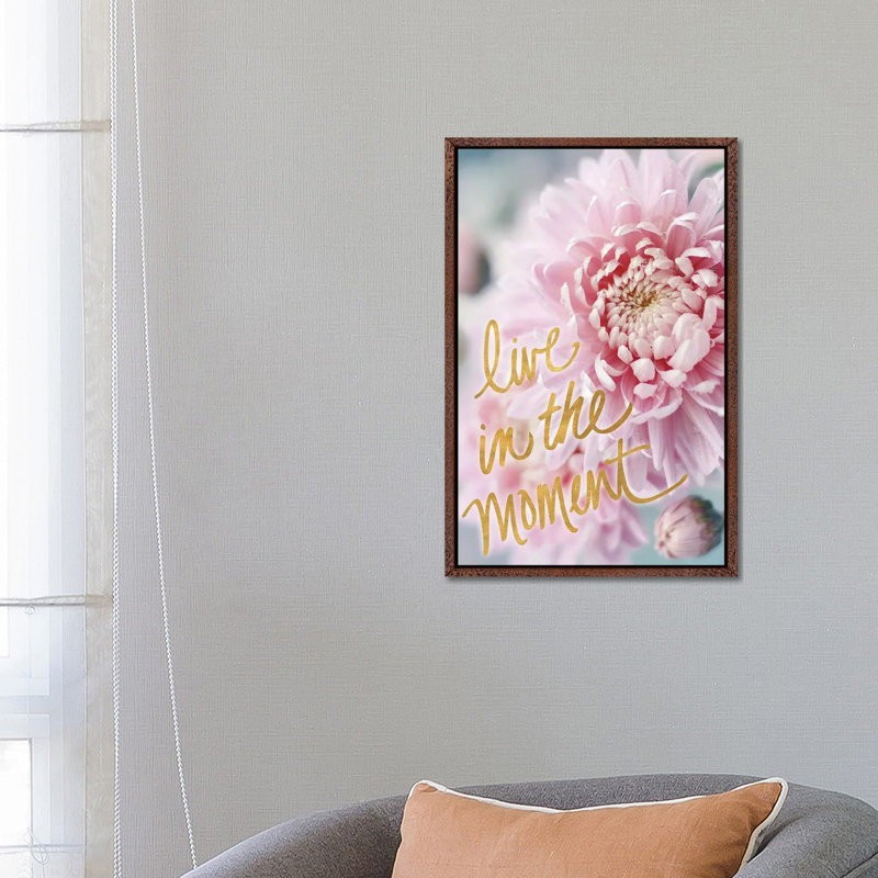 Live in the Moment 1 Piece Wall Art on Canvas, 66.04 cm H x 45.72 cm W, Brown Floater Frame