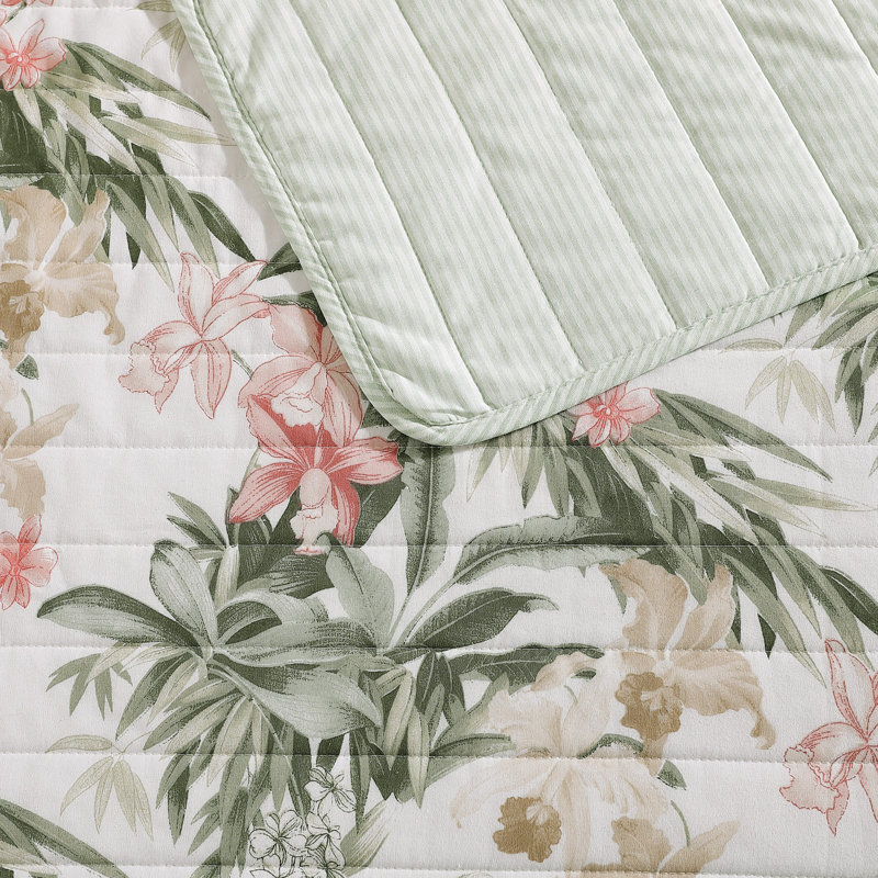 Island Orchid Quilt, Queen Quilt + 2 Standard Shams, Pink