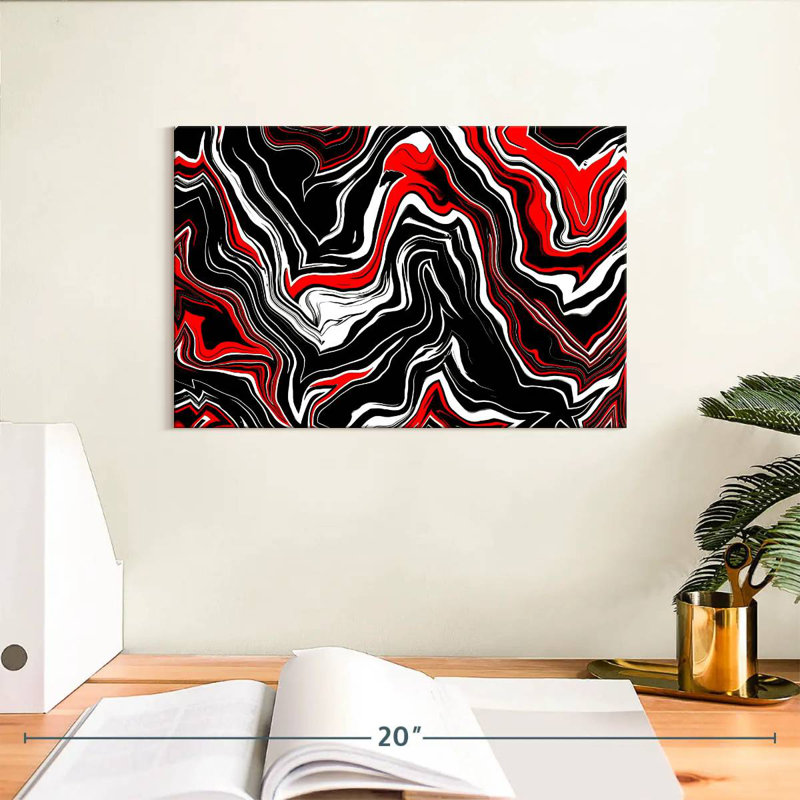 Avery Red And White Abstract, 8" H x 12" W