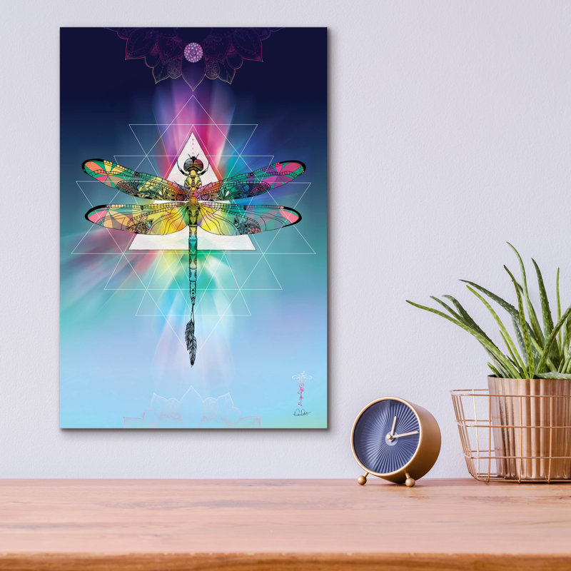 «Cosmic Dragonfly» par Karin Roberts, Ebern Designs, art mural en verre acrylique, 12 po x 16 po