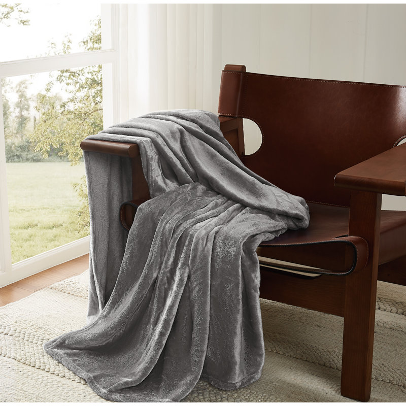 Jeté luxueux London Fog Plush, Gris