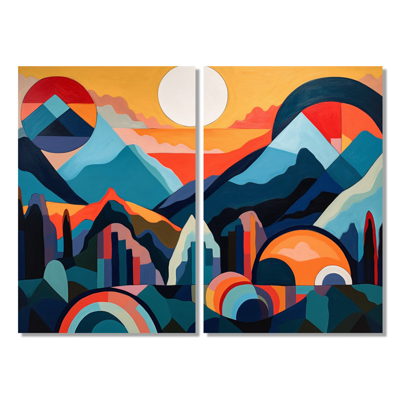 Mid Century Perspectives I - Impression sur toile moderne 2 pièces, H 36 po x l 48 po, Toile tendue, Ne s’applique pas