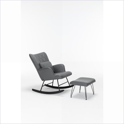 Fauteuil d'appoint à bascule berçant avec coussin lombaire et amp; Repose-pieds, siège rembourré pour adultes, pour chambre de bébé, plusieurs couleurs