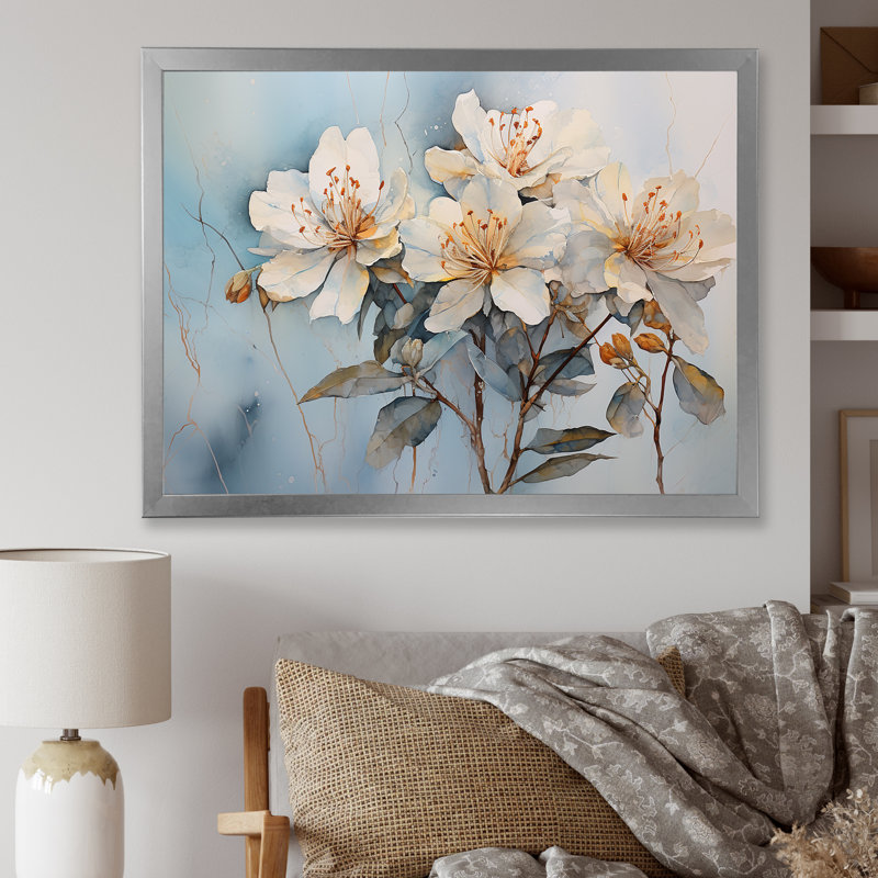 Essence de simplicité rhododendron, Cadre simple argenté, H 16 po x l 32 po x P 1 po