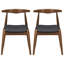 Chaises de salle à manger Mid-Century modernes en bois d'hévéa avec revêtement en similicuir-123514959