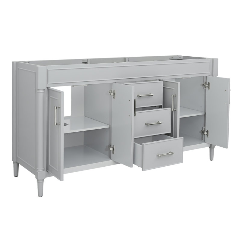 Addison 60'' Double Bathroom Vanity Base, Light Gray