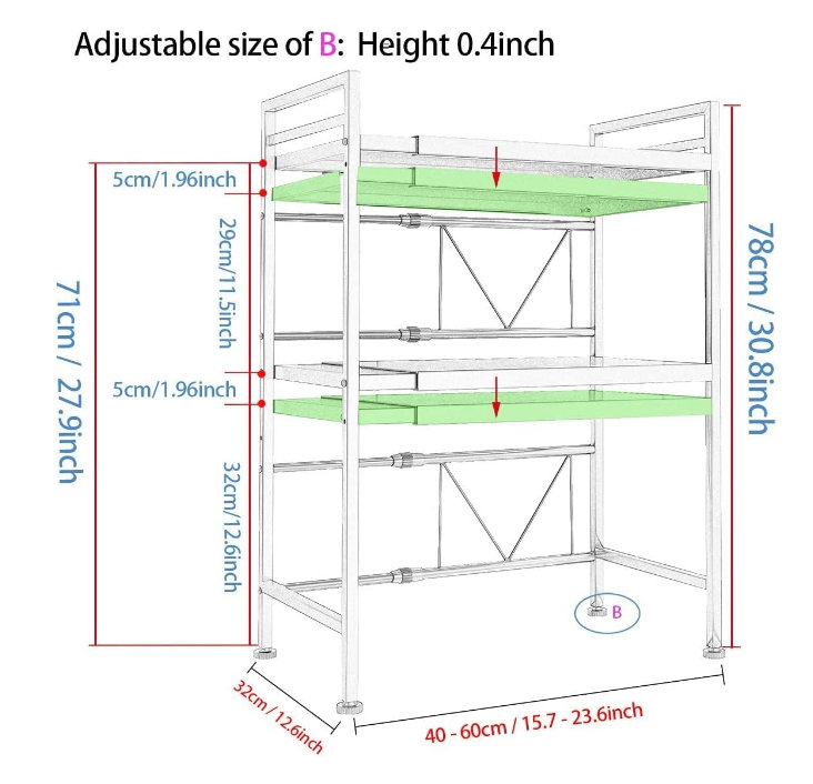 Arnisha 24" Metal Standard Baker's Rack with Microwave Compatibility
