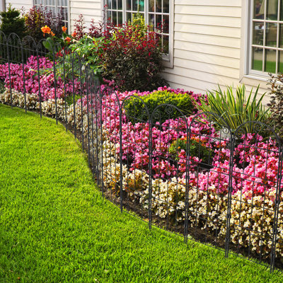 8Pcs Black Metal Garden Fence & Trellis Set, Decorative Landscape Edging Fencing With Scroll Design, Rustproof Border Fence For Flower Bed, Vegetable Garden, Climbing Plants Support
