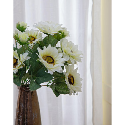 10.2 x 11 x 18.9"H Artificial Cream Sunflower BushX9, 4 Pack